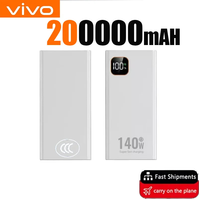 VIVO New 3c 500000mAh High Capacity 140W Super Fast Charging Power Bank Portable Battery Charger for iPhone 12-17 Samsung  Huawe