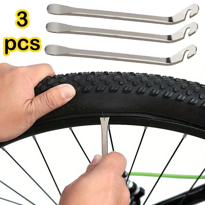3pcs Bike Tire Levers Tube Remover Tool Metal MTB Road Bike Wheel Repair Tools Bicycle Tire Opener Crow Bar Outdoor Cycling Tool CM World