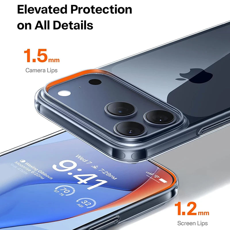Luxury Hard PC Case for iPhone 17 Pro Max Case Ultra Thin Transparent Case for iPhone 17 Air Phone Back Cover Shell Fundas Coque