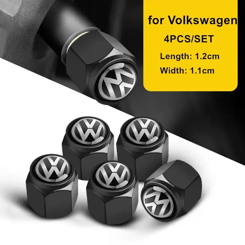 New 4/5pcs Metal Car Wheel Valve Caps Stem Covers for VW Volkswagen Golf Polo Passat Tiguan Touran Jetta Accessories