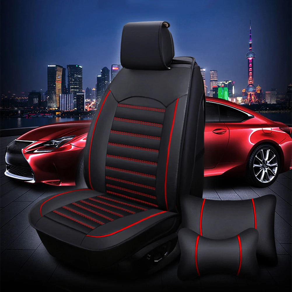 Full Set Leather Automobile Seat Protection Cover Universal Car Seat Covers Soft Automotive Covers Cushion for Car Truck SUV Van CM World