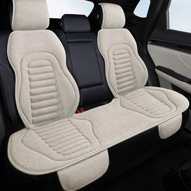 Flax Universal Car Seat Covers Four Season Breathable Car Seat Protector Pad Auto Accessories Interior Car Seat Covers Full Set CM World