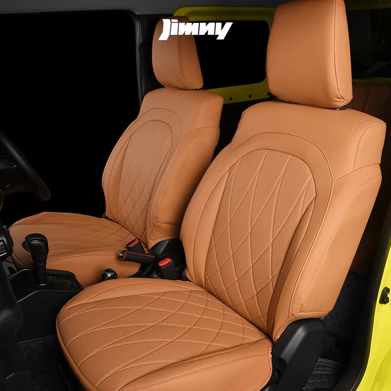 Custom Car Seat Covers Cushion Full Set Breathable Leather Airbag Compatible For Suzuki JIMNY Jb64 Jb74 2023 2022 2021 2020 2019 CM World