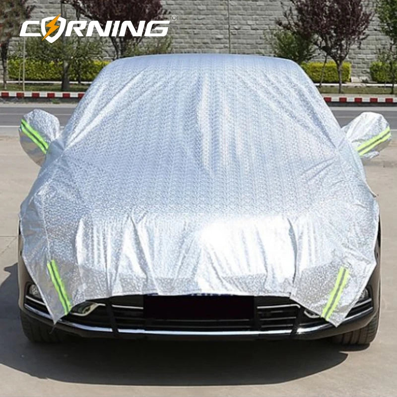 Universal Car Half Cover Waterproof UV Protection Car Cover with Mirror Covers Dust Snow Frost Sun Shade Protector for Sedan SUV Car Mobile World