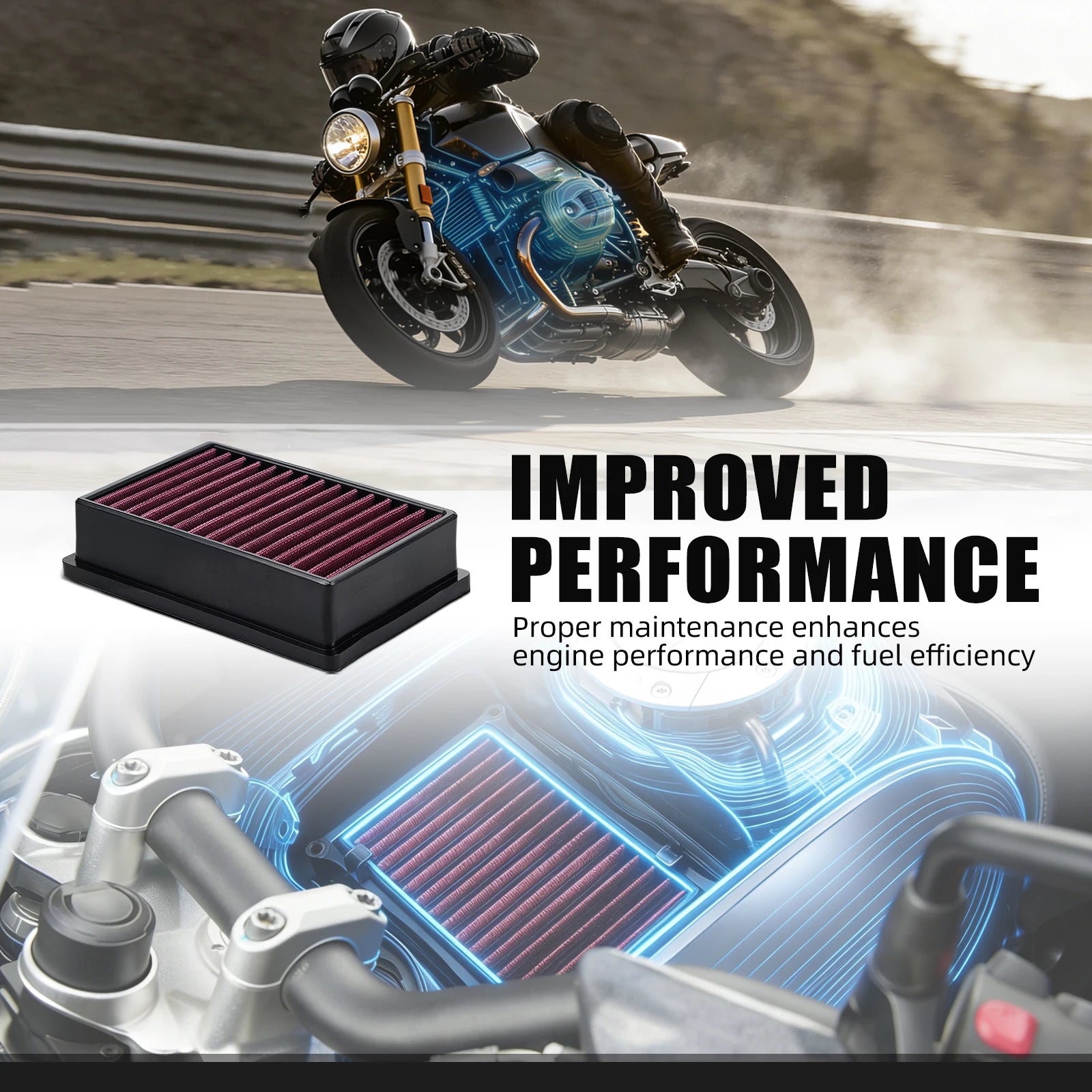 NICECNC High Flow Air Filter For BMW R1250GS /Adventure R1250 R/RS/RT 2018-2024 R1200GS LC GSA R1200 R/RS/RT/ LC 2013-2018 CM World