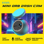 Dash Cam KAWA MINI ORB Tiny Video Recorder 2K Car DVR,Voice Control Car Camera,360° Rotate,180° Video Flip AUTO Dash Camera