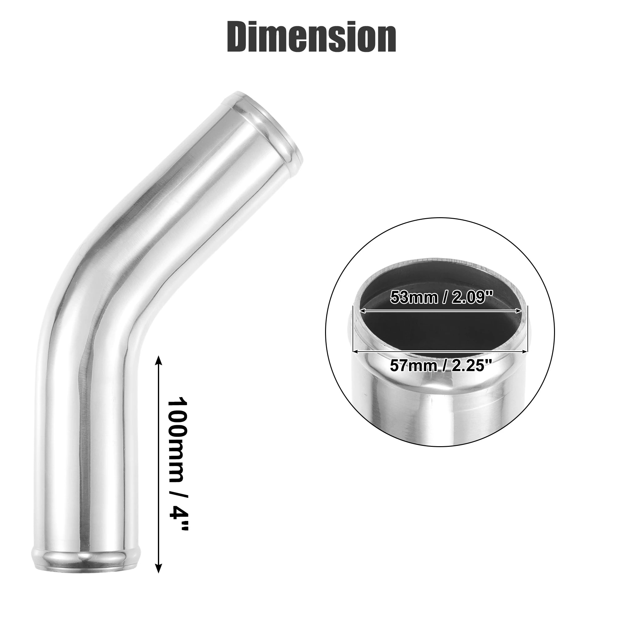 UXCELL 45 Degree OD 32-102mm Leg Length 100mm Car Aluminum Alloy Tube Intercooler Bend Elbow Pipe Air Intake Joiners Tubing CM World