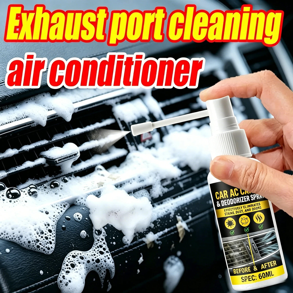 Car Air Conditioner Cleaning Spray, Remove Odor Dust Mold, Summer Air Conditioner Vent Foam Cleaning Deodorant Car