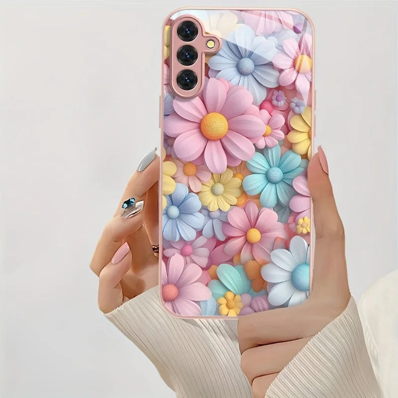 Tempered Glass Phone Case For Samsung S25 Ultra S26 S24 S23 S21 FE S22 Plus A56 5G A57 A55 A54 A17 A36 A53 A52S A34 Cases Cover
