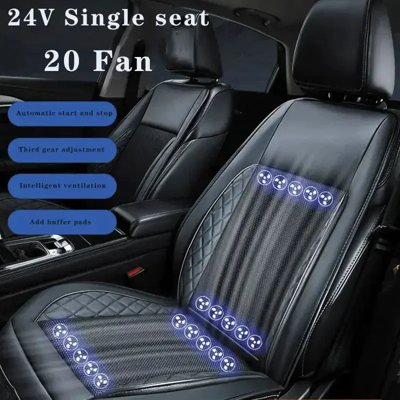 DC12/24V Car Summer Cool Air Seat Cushion Quick Blow Ventilation Refrigerated Seat Cover With Massagers Pat Mat Car Mobile World