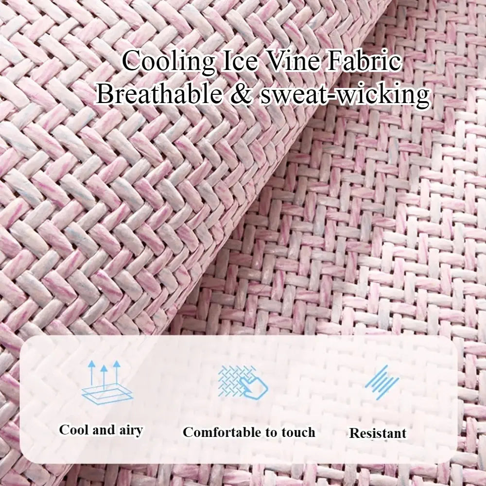 Breathable summer car seat cover - cool ice rattan weave, PU leather trim, lovely embroidery, suitable for split seats Car Mobile World