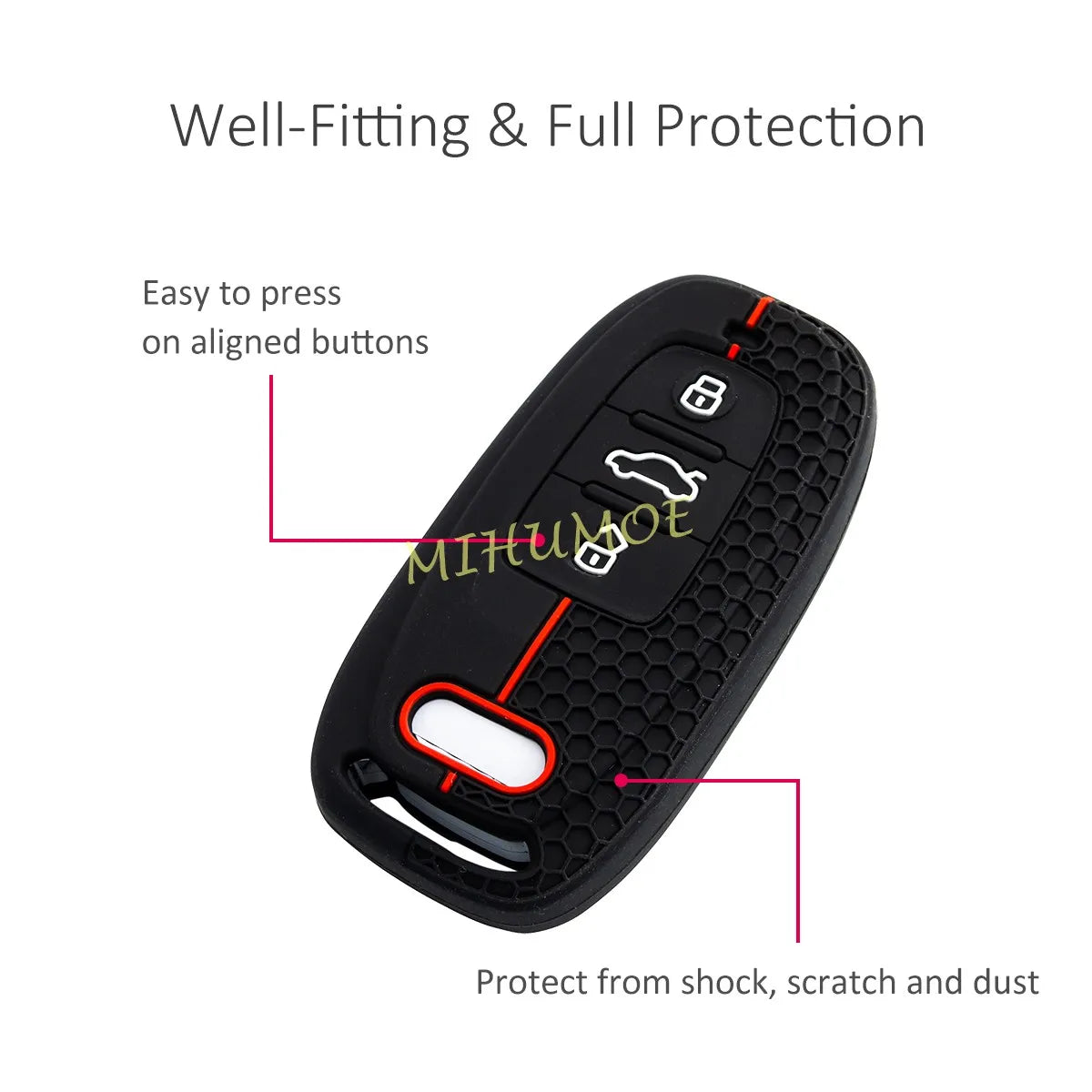 Silicone Key Case Cover Shell For Audi S4 S5 S6 S7 S8 A4 A5 A6 A7 A8 Q5 SQ5 Accessories Remote Keychain Holder 3 Buttons CM World