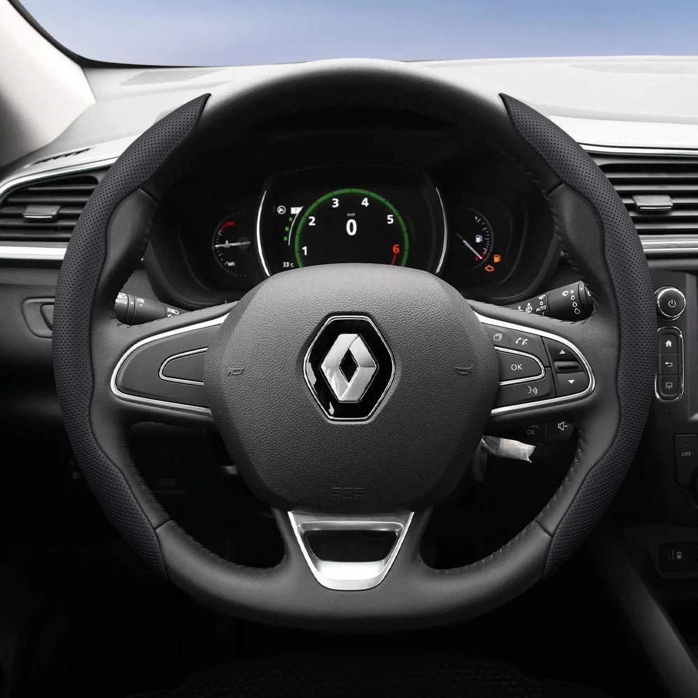 Suitable for Renault Breathable Hole Leather Steering Wheel Cover Segmented Quick Release Design Non-Slip and Durable Megane 3 2 4 Clio4 5 Captur Trafic Scenic Austral Kangoo Arkana Kadjar Master Fluence Zoe Twingo Qm6 CM World
