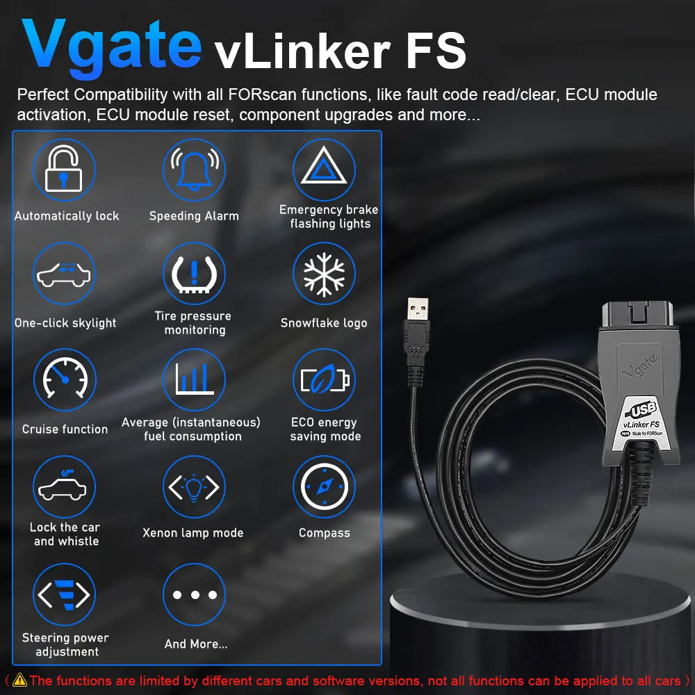 Vgate VLinker FS USB ELM327 HS-CAN MS-CAN For Ford FORScan OBD2 Car Diagnostic Tools OBDII Scanner