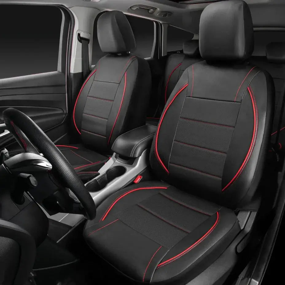 Universal Leather Car Seat Covers Red Simple Waterproof 5 Seat Car Seat Cover Car Mobile World