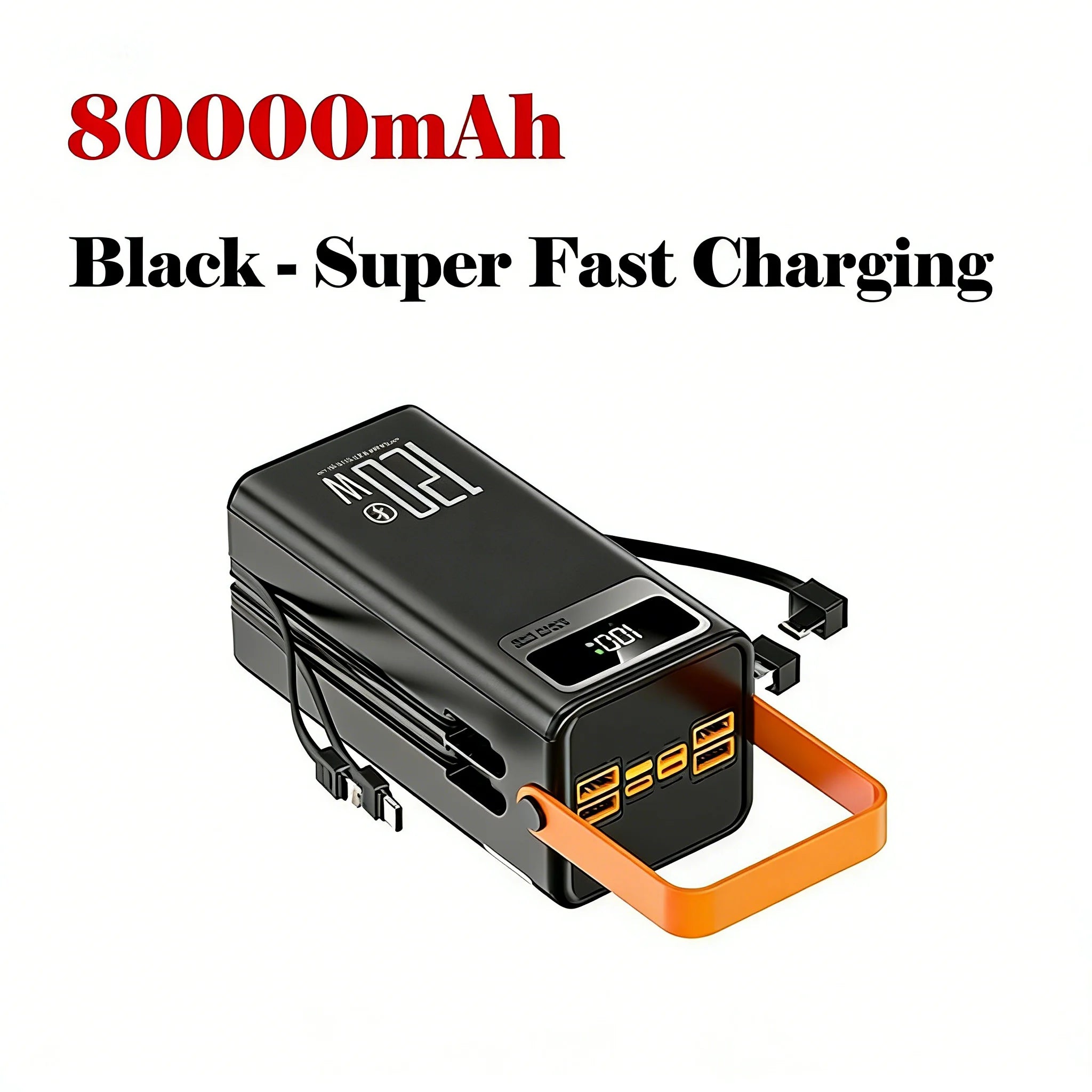 120W 150000mAh Fast Charging Power Bank Large Capacity Outdoor Mobile Power Supply External Spare Battery for Outdoor Camping Car Mobile World