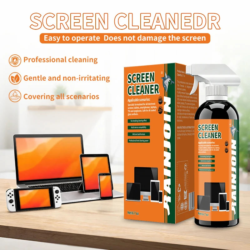 Screen Cleaning Spray Kit with Microfiber Cloth,200ML Streak-Free Sceen Cleaner Safe for Phone, Monitor, Laptop,Car Touchscreen