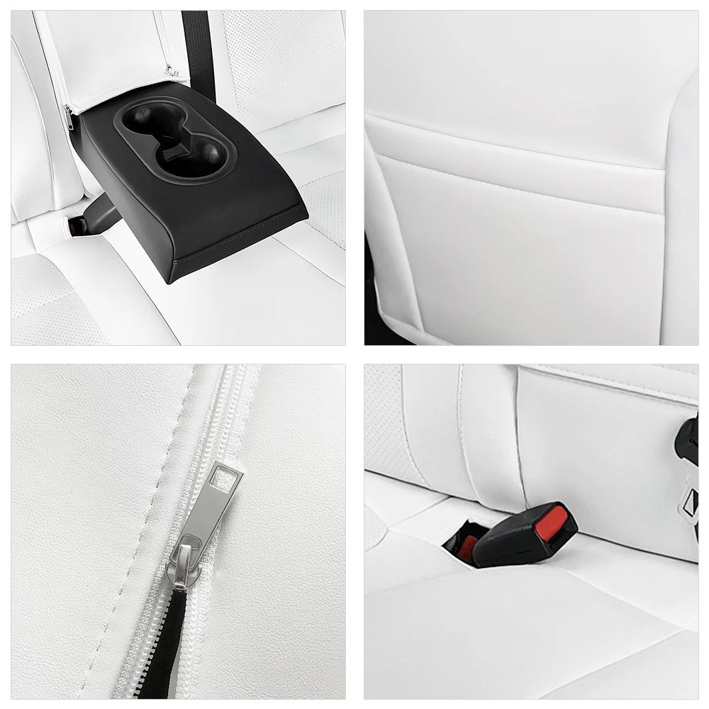 For Tesla Model 3 2017 2018 2019 2020 2021 2022 2023 Full Set Custom Vegan Nappa Leather Car Seat Covers Protector Accessories CM World