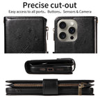 Multi-function Embossed Zipper Phone Case for Iphone 16promax 15 14 13 12 11 7 8 X XS XR PU Leather Flip Wallet Wallet Case