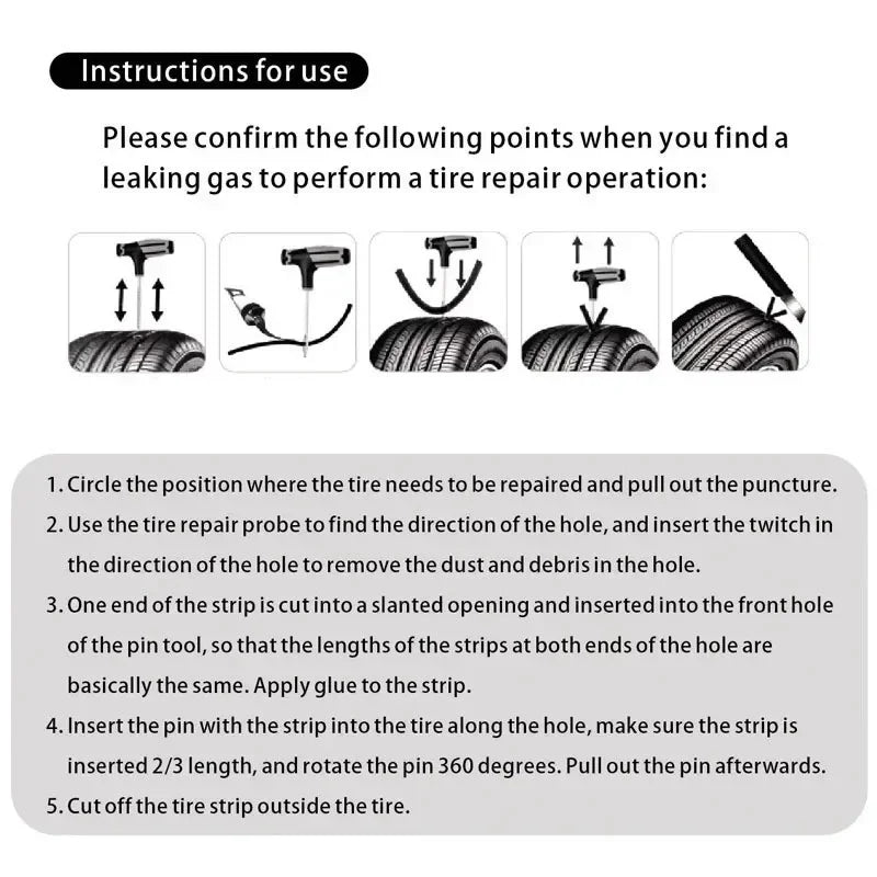 Car Tire Repair Kit Practical Tools Durable Tire Strips Super Glue Included Auto Emergency Repair Kit Optional with/without glue CM World