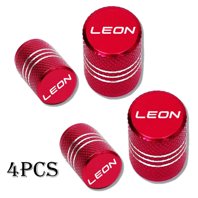 4pcs Auto CNC Badges For Seat Leon Car Wheel Tire Valve Caps Tyre Stem Covers Airdust Waterproof Accessorie CM World