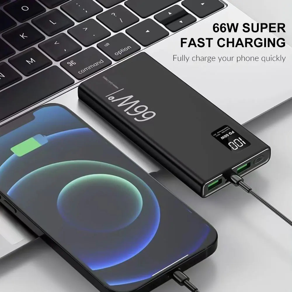 200000mAh 66W Outdoor Portable Powerbank Fast Charging with USB Type C Power Bank Battery Charger For iPhone Samsung Huawei Car Mobile World