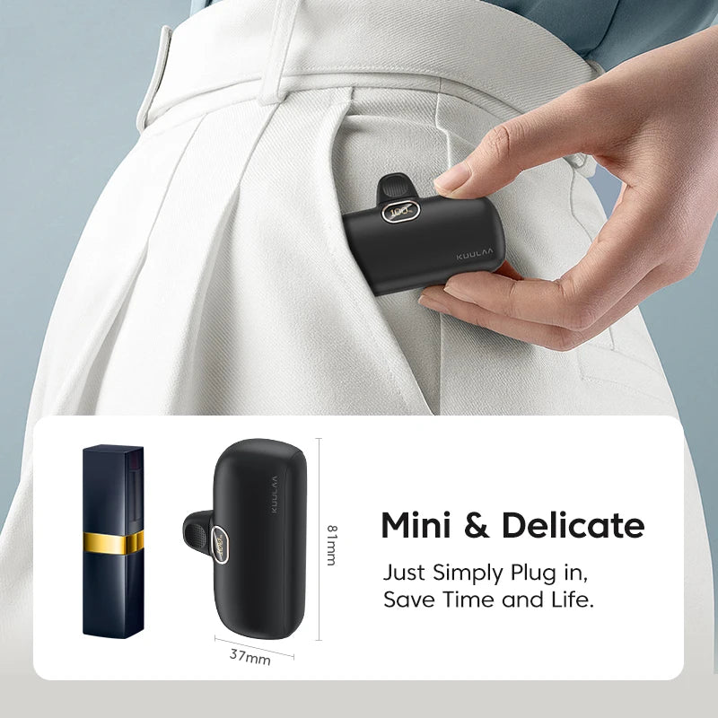 KUULAA Mini Power Bank 5000mAh PowerBank QC PD Fast Charging For iPhone 15 14 13 Batterie Externe Portable Charger For Xiaomi Mi Car Mobile World