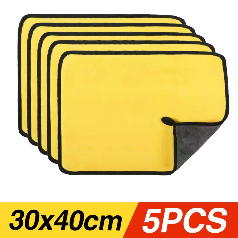 Car Wash Towels Cleaning Cloth Absorbent Dry Cloth General Purpose Microfiber Towel Thickened Yellow 30/40/60cm CM World