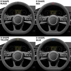 Car Steering Wheel Covers Cowhide Suede Steering Wheel Cover Wrap Universal 37-38cm Breathable Steering Covers Car Accessories CM World