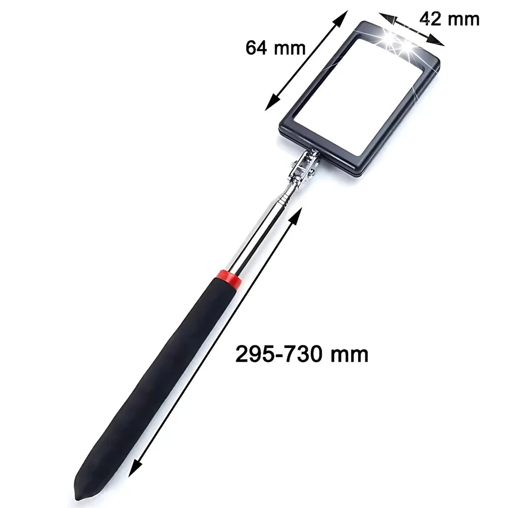 Inspection Mirror with Led Lighting 360° Telescopic Detection Lens Square Retractable Car Engine Chassis Mechanic Repairing Tool CM World