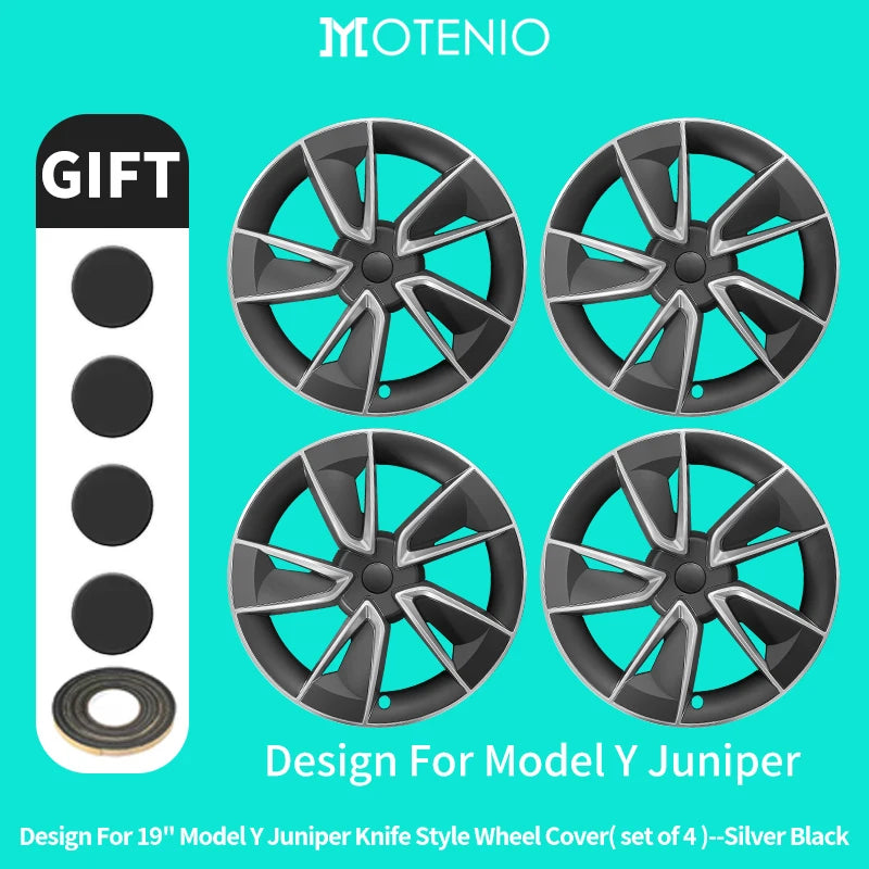 4PCS for Tesla Model Y 2025-2026 Juniper 19 Inch Smooth Style Hubcap Hub Cap Full Rim Cover Replacement Wheel Cap Accessories CM World