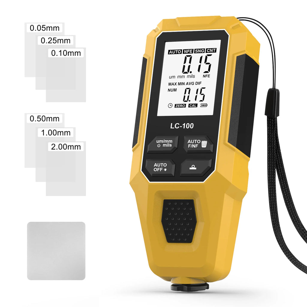 Portable Digital Coating Thickness Gauge LCD Display, Accurate 0.1mm Measurement for Car Boat Metal Foil Furniture, ABS Material CM World