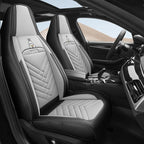 Front Row Double Seat, Luxurious Nappa Leather Full-Cover Integrated Car Seat Cover, Universal Fit, Delicate Texture, Not Easy to Wrinkle or Deform, Comfortable, Breathable, and Wear-Resistant, Suitable for All Seasons, Ergon Car Mobile World