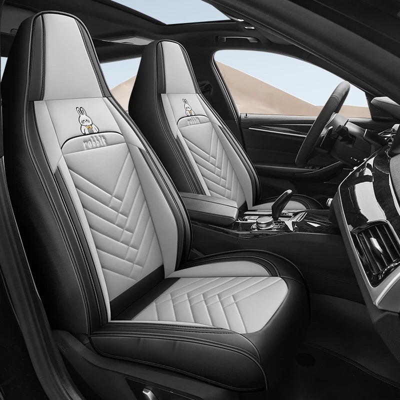 Front Row Double Seat, Luxurious Nappa Leather Full-Cover Integrated Car Seat Cover, Universal Fit, Delicate Texture, Not Easy to Wrinkle or Deform, Comfortable, Breathable, and Wear-Resistant, Suitable for All Seasons, Ergon Car Mobile World