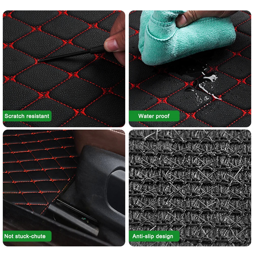 4pcs Car Floor Mats Universal Waterproof  Front Rear Full Set Auto Rugs Leather Car Carpet  Accessories Interior