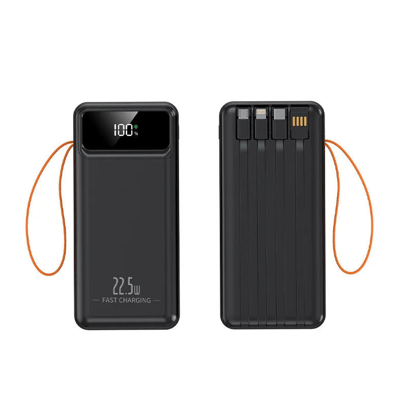 50000mAh Built-in Cable 22.5W Super Fast Charge Digital Display Power Bank Portable Charger Car Mobile World