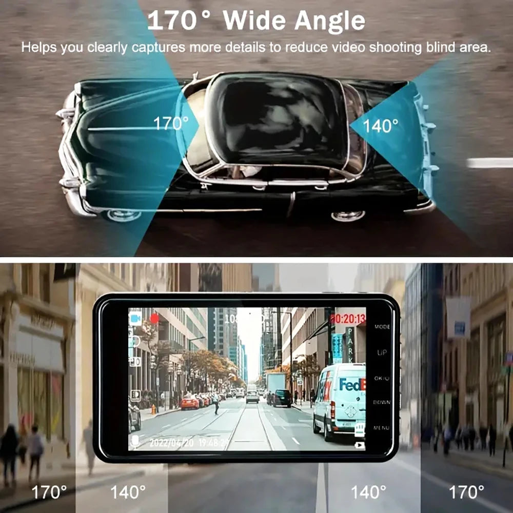 1080P 4-inch Touch Screen Dual lens Front And Rear Optional Car DVR Dash Cam for Cars Night Vision Video Recorder Black Box