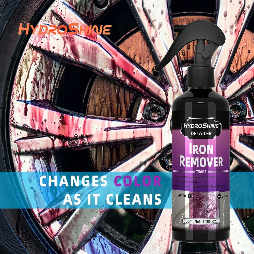 Hydroshine Iron Remover Car Detailing Fallout Spray Decontamination Kit Rust Remover Spray for Brake Rim Metal Surface Particles CM World
