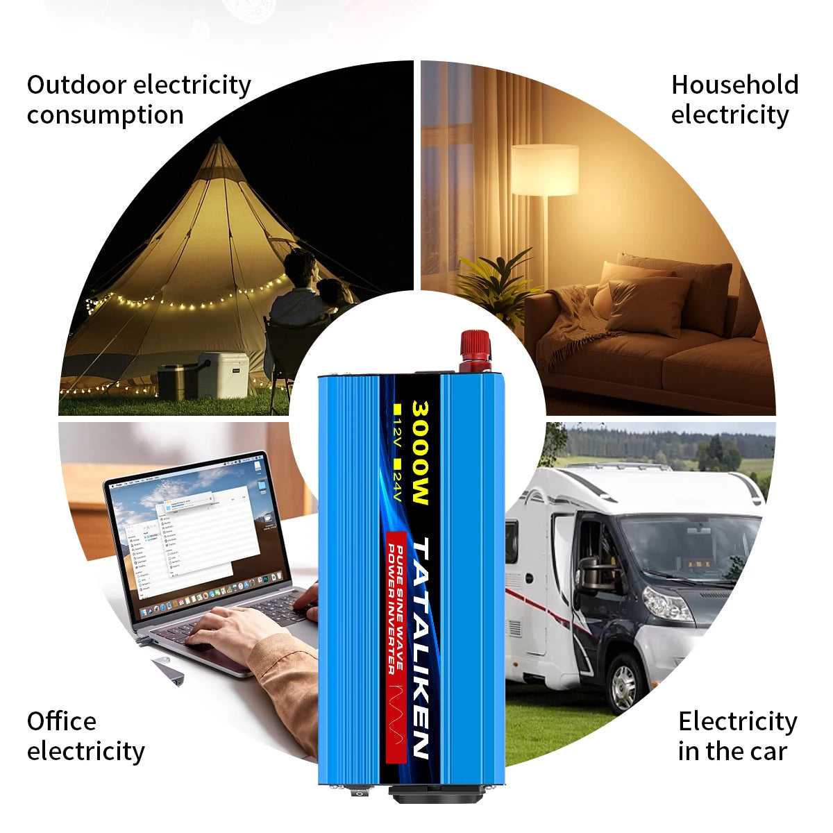 Pure Sine Wave Inverter 1000W-4000W DC 12V and 24V to AC 220V 50hz Power Inverter Charger  Adapter Universal Socket CM World