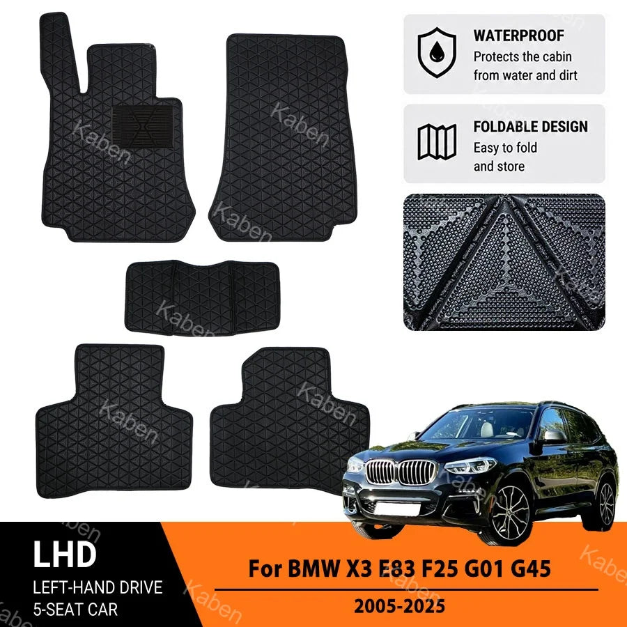 Fit For BMW X3 E83 F25 G01 G45 2005-2025 Custom Car Floor Mats Silicone Coated Leather Wear Resistant Auto Carpets