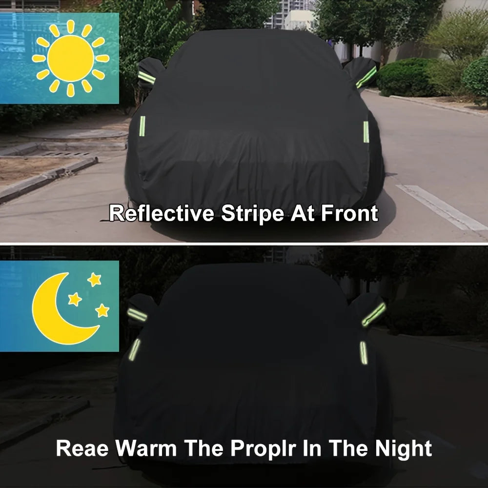 Car Cover Outdoor Protection Exterior Sun Snow UV Covers SUV Sedan Auto Sunshade Dustproof Waterproof Black Silver Car Mobile World