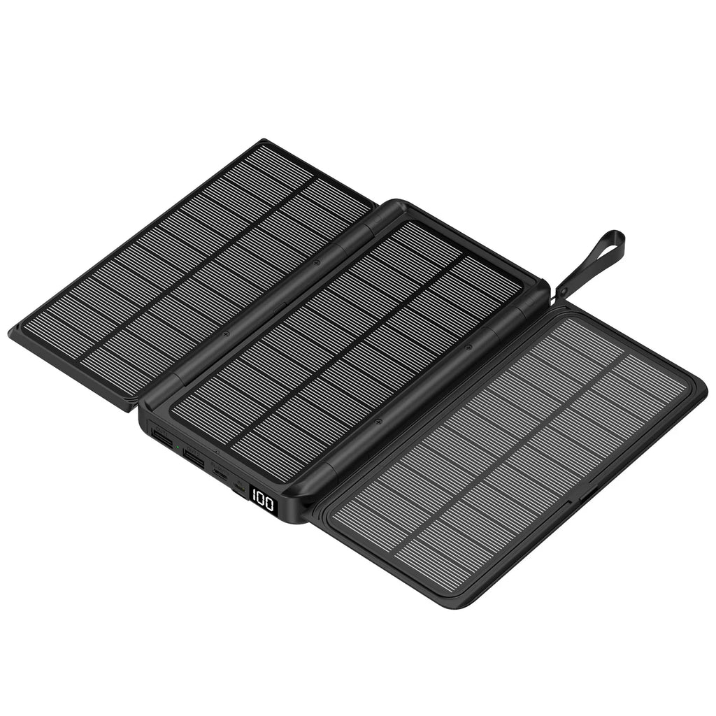 20000mAh Outdoor Solar Power Bank with 3 Solar Panel Qi Wireless Powerbank for iPhone 16 15 14 13 12 11 Huawei Xiaomi Poverbank