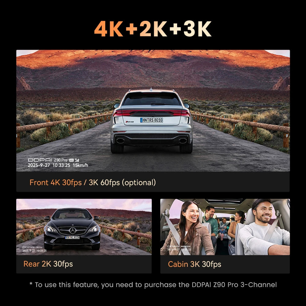 DDPAI New Z90Pro 4K+2K Front and Rear Car Dash Cam Dual HDR Sony Sensor ADAS Parking Mode WiFi 5G Car DVR Camera Video Recorder Car Mobile World