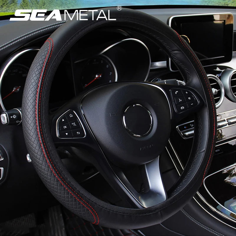 Universal Car Steering Wheel Cover Microfiber Leather Protection Cover Anti Slip Breathable for 37-39cm Steering Wheel Protector CM World