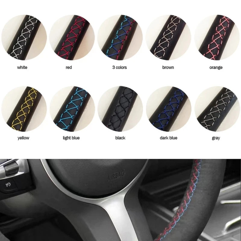 Customized Car Steering Wheel Cover Braid Non-Slip Suede For Volkswagen VW Golf Tiguan Passat B7 Passat CC Touran CM World
