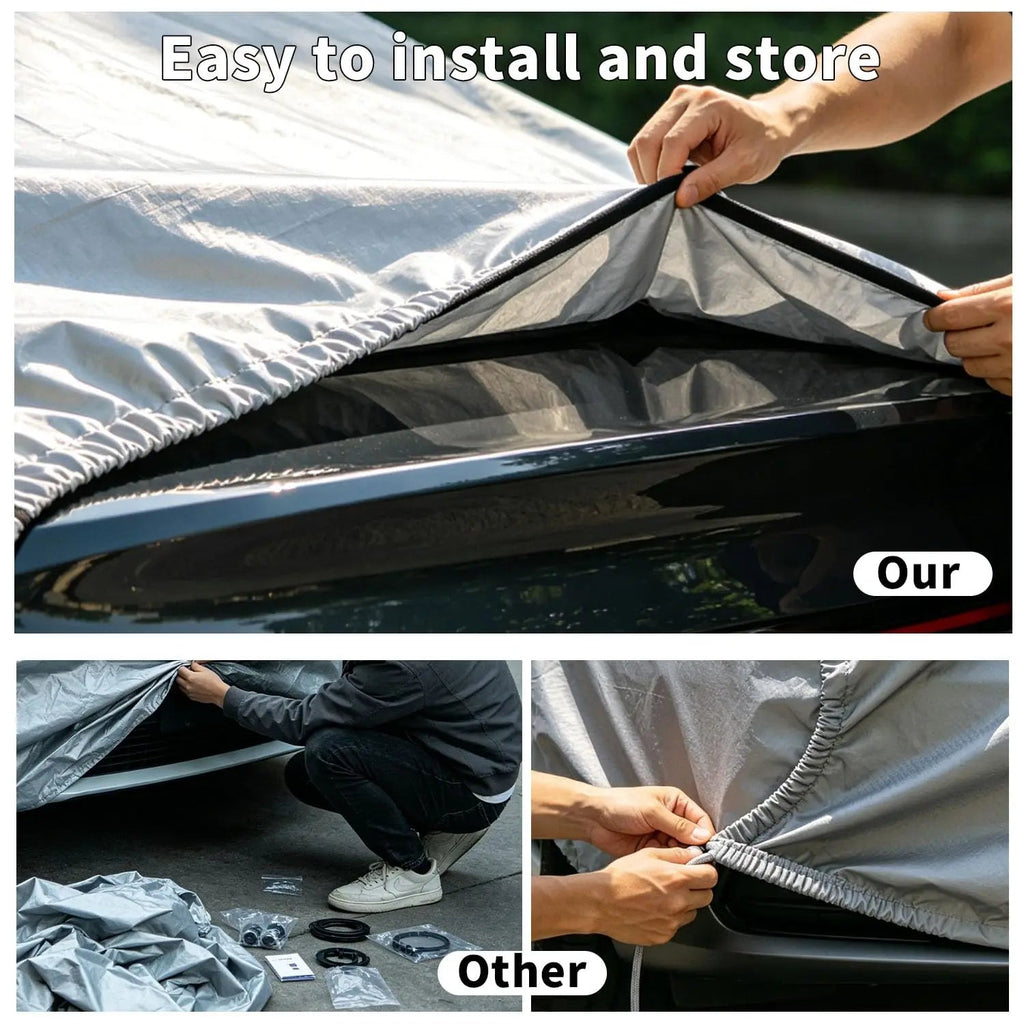 Kayme Outdoor Car Cover Waterproof All-Weather Full Vehicle Protection UV Sun Dust Wind Resistant for Sedan/SUV Car Accessories Car Mobile World