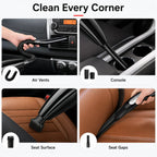 Car Vacuum Cleaner 12V 120W Wet Dry Portable Handheld Auto Vacuum 4M Cord Cigarette Lighter Hose Brush Crevice Nozzle