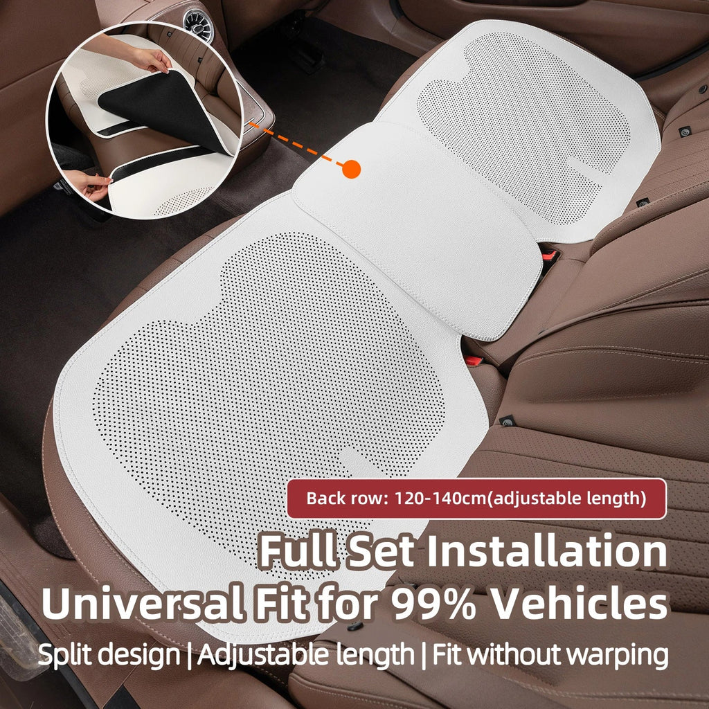Four-Season Universal Car Seat Cushion Pu Leather Protective Pad Perforated Breathable Integrated Half-Cover Front and Rear Seat Cover Car Interior Accessories Black Red Mocha Brown Orange CM World