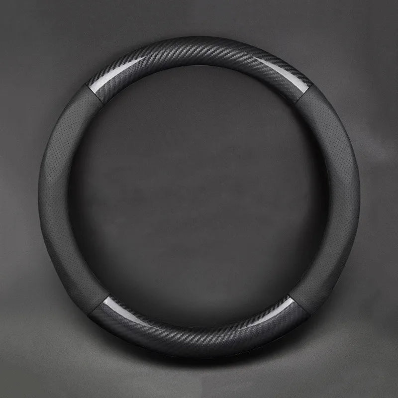 D Type Leather Universal Car Steering Wheel Cover Breathable Anti Slip Car Decoration 37-38cm Steering Wheel Cover Accessories CM World