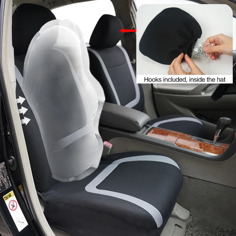 Full Set Car Seat Cover Fabric Universal Polyester Breathable Washable Suitable For Car Truck Van Suv Car Accessories Interior CM World